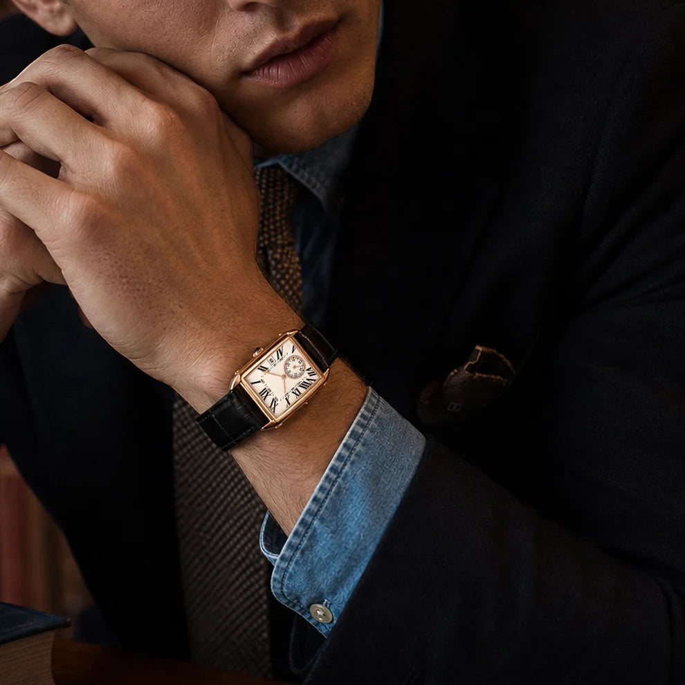 Classic Rectangular Vintage Luxury Men's Watch