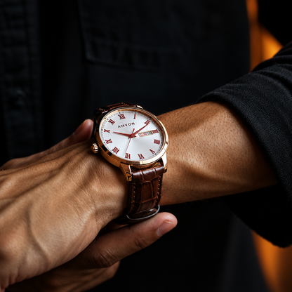 AMVON Sovereign Auburn — Rose Gold Day-Date Watch