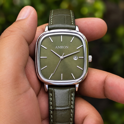 AMVON Verdant Classic — Olive Green Vintage Watch