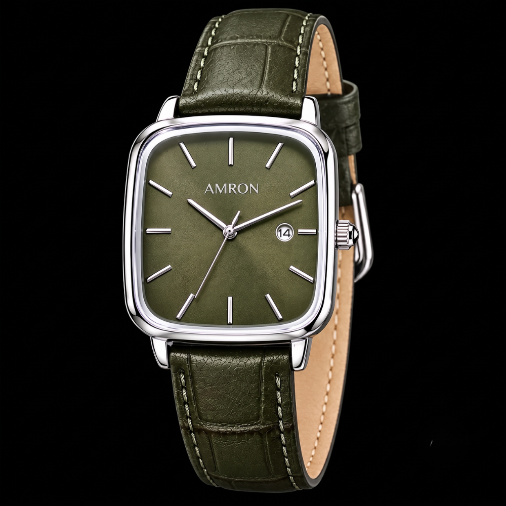 AMVON Verdant Classic — Olive Green Vintage Watch