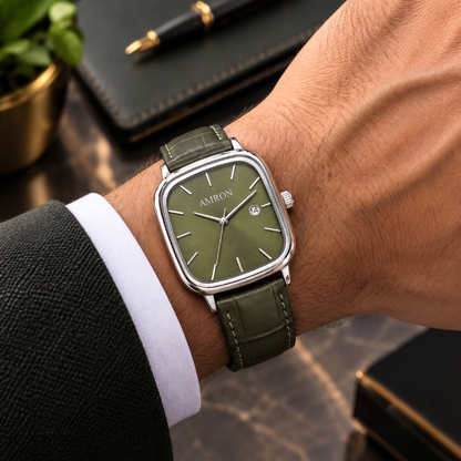 AMVON Verdant Classic — Olive Green Vintage Watch